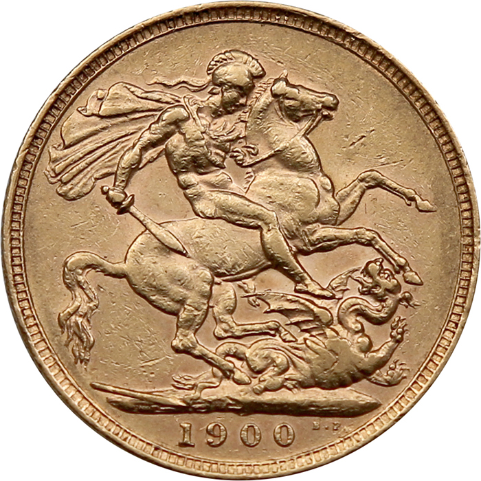 Přední strana Zlatý Sovereign Královna Viktorie 1900
