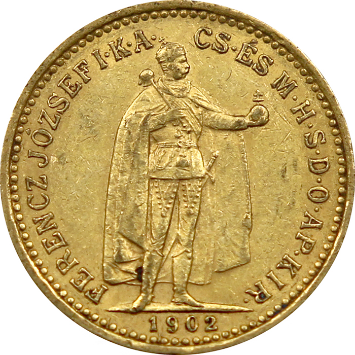 Zlatá mince Desetikoruna Františka Josefa I. Uherská ražba 1902