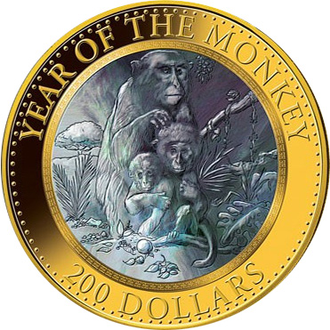 Zlatá mince 5 Oz Year of the Monkey Rok Opice 2016 Perleť Proof