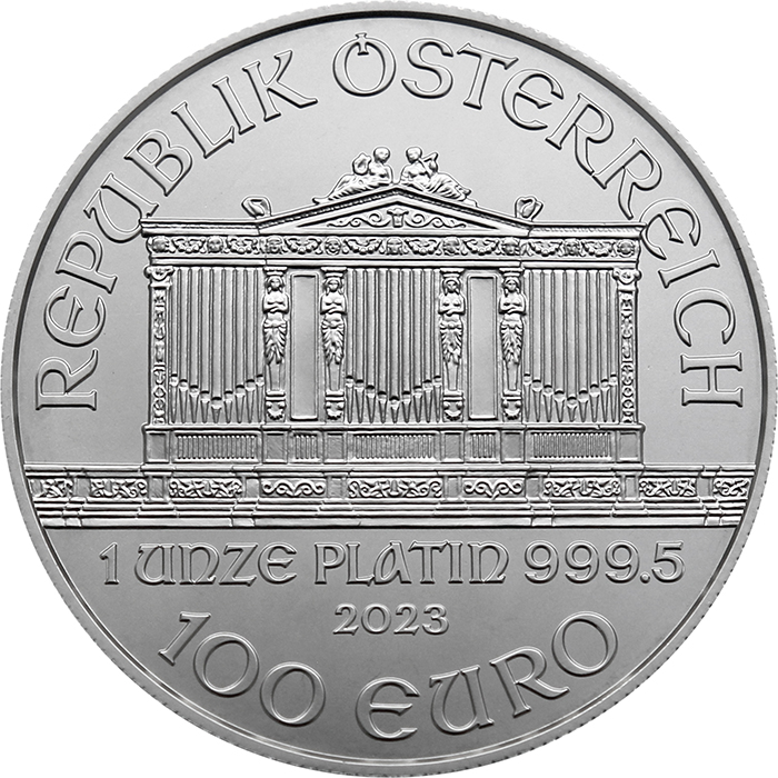 Přední strana Platinum investment coin Wiener Philharmoniker 1 Oz