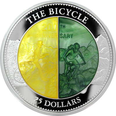 Stříbrná mince 5 Oz Bicykl 200. výročí 2017 Perleť Proof