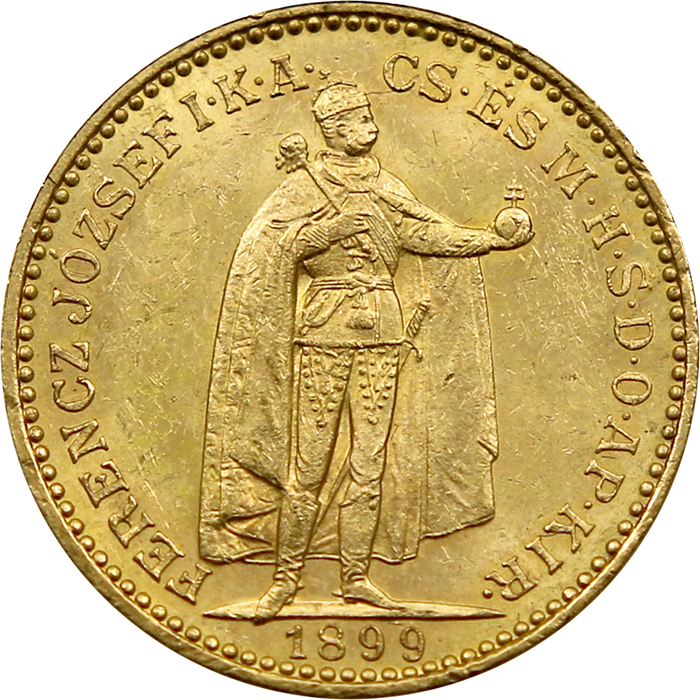 Zlatá mince Dvacetikoruna Františka Josefa I. Uherská ražba 1899