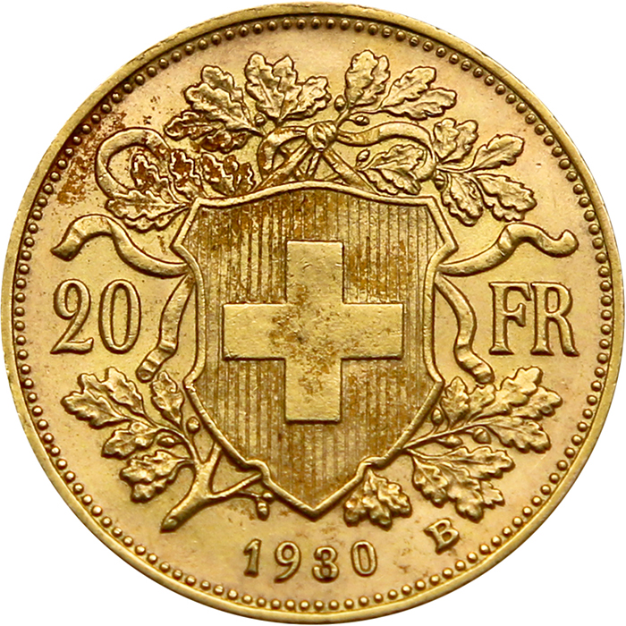 Zlatá mince 20 Frank Helvetia - Vreneli 1930