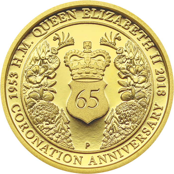Přední strana Zlatá minca 65. výročie korunovácie Alžbety II. 1/4 Oz 2018 Proof