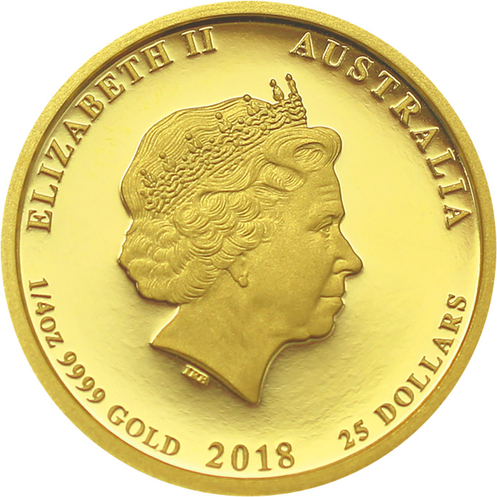 Zadní strana Zlatá mince 65. výročí korunovace Alžběty II. 1/4 Oz 2018 Proof