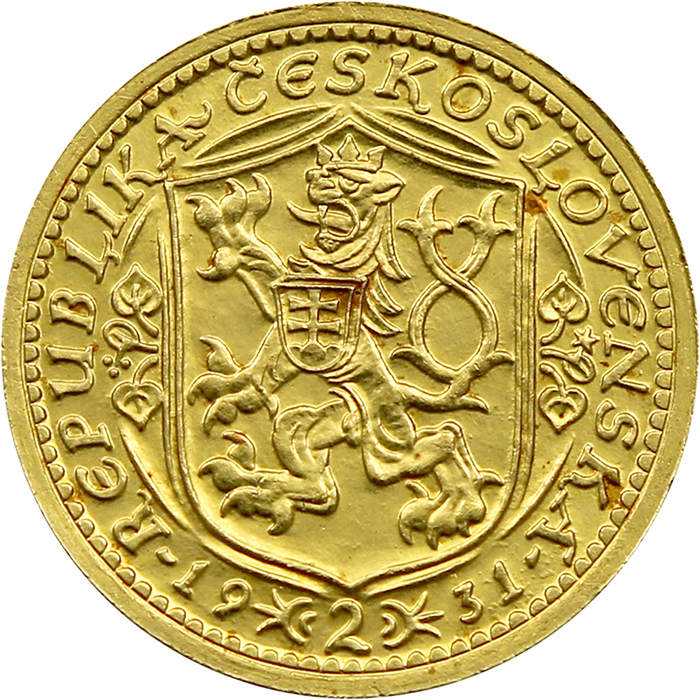 Zlatá mince Svatý Václav Dvoudukát Československý 1931
