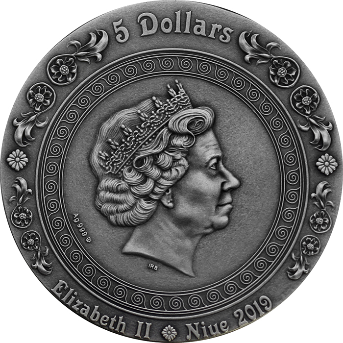 Stříbrná pozlacená mince Bohyně: Athena a Minerva 2 Oz High Relief 2019 Antique Standard
