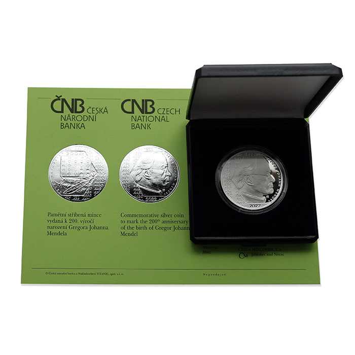 Strieborná minca 200 Kč Gregor Mendel 200. výročie narodenia 2022 Proof
