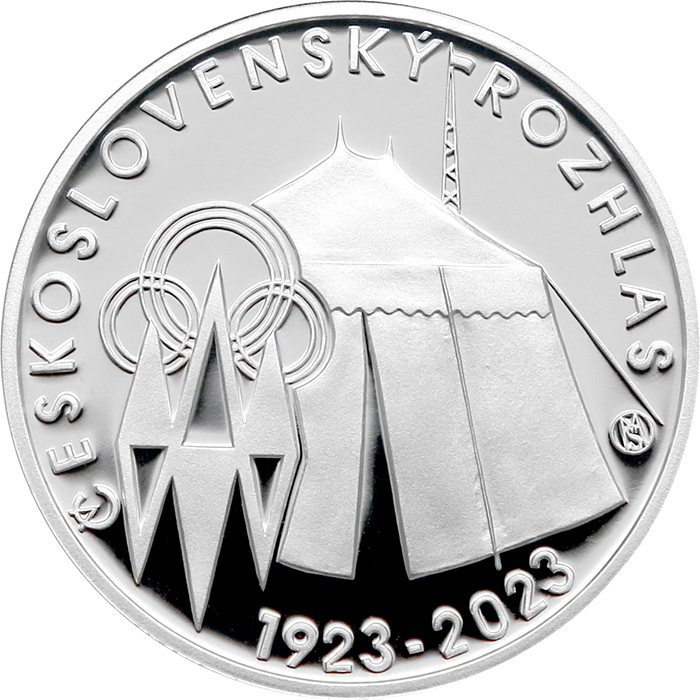 Stříbrná mince 200 Kč Zahájení pravidelného vysílání čs rozhlasu 100. výročí 2023 Proof