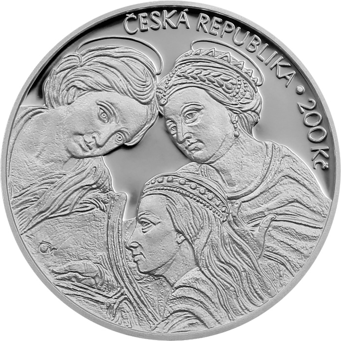 Zadní strana Stříbrná mince 200 Kč Karel Škréta 350. výročí úmrtí 2024 Proof