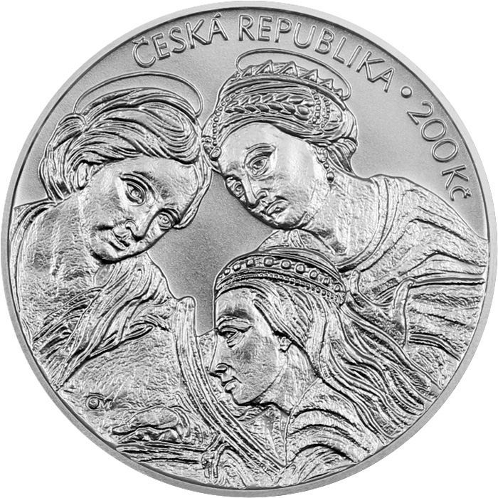 Zadní strana Stříbrná mince 200 Kč Karel Škréta 350. výročí úmrtí 2024 Standard