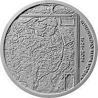 Přední strana Strieborná minca 200 Kč Vydanie Komenského mapy Moravy 400. výročie 2024 Proof