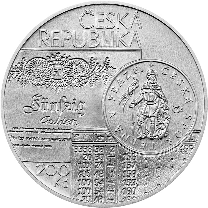 Zadní strana Stříbrná mince 200 Kč Založení čs Böhmische Sparkasse 200. výročí 2025 Standard