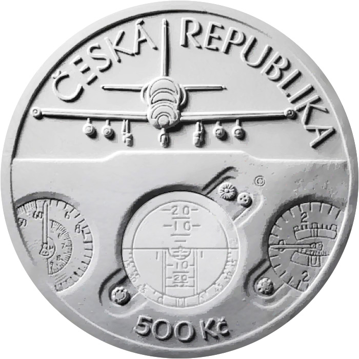 Zadní strana Silver Coin 500 CZK Training Aircraft Aero L-39 Albatros 2025 Standard