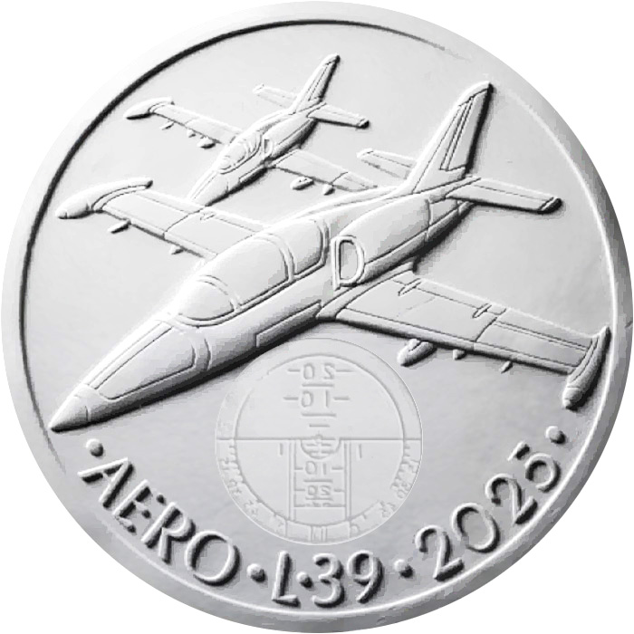 Přední strana Silver Coin 500 CZK Training Aircraft Aero L-39 Albatros 2025 Standard
