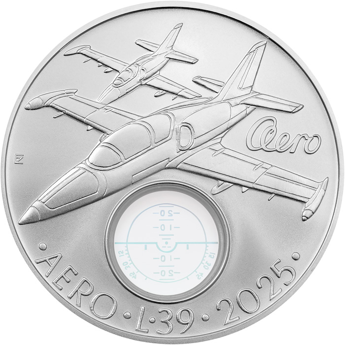 Přední strana Stříbrná mince 500 Kč Cvičný letoun Aero L-39 Albatros 2025 Standard
