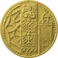 Zlatá mince 5000 Kč Městská památková rezervace Olomouc 2024 Proof
