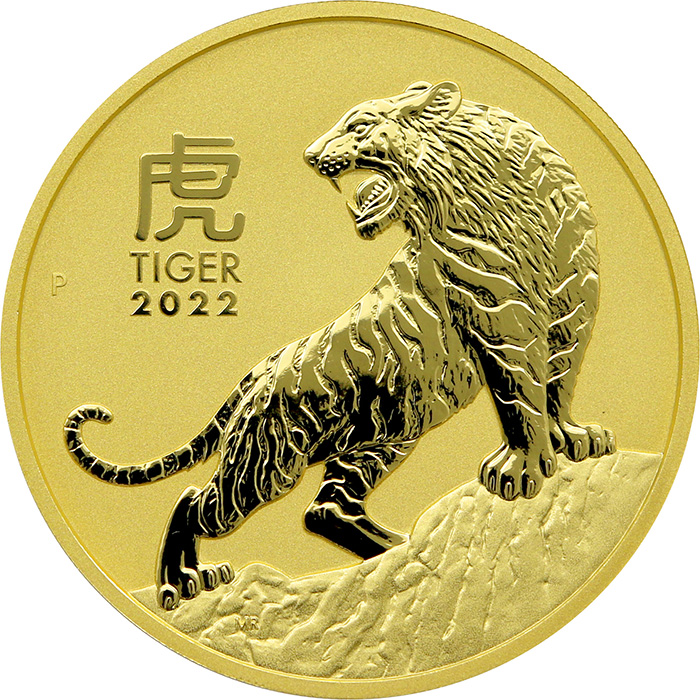 Zlatá investiční mince Year of the Tiger Rok Tygra Lunární 10 Oz 2022