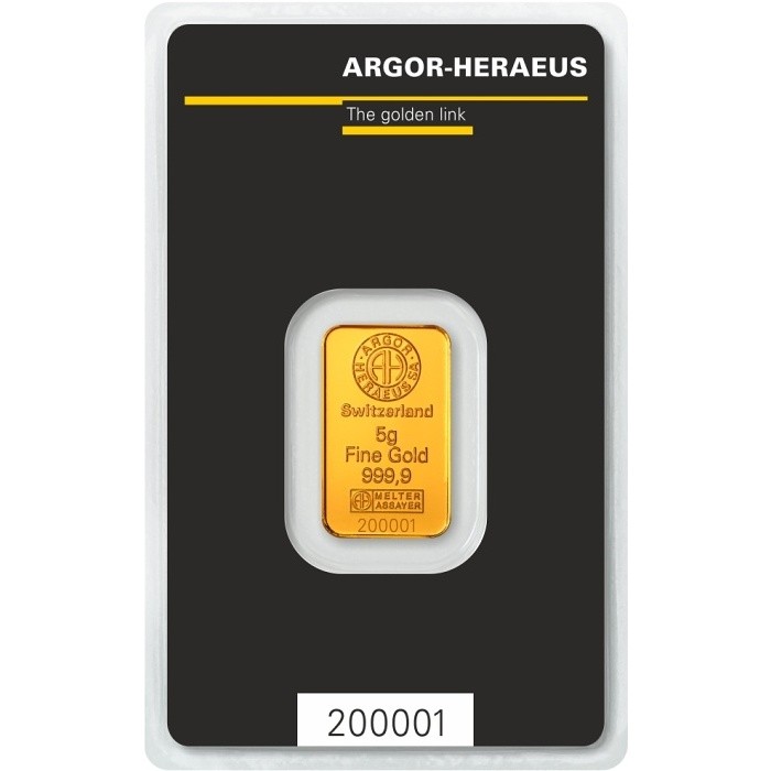 5g Argor Heraeus SA Švýcarsko Kinebar Investiční zlatý slitek