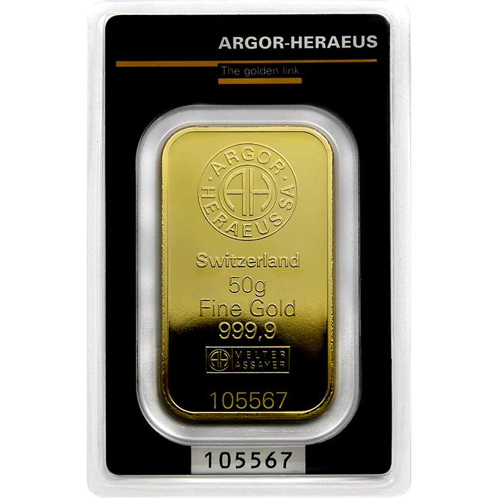 50g Argor Heraeus SA Švýcarsko Kinebar Investiční zlatý slitek
