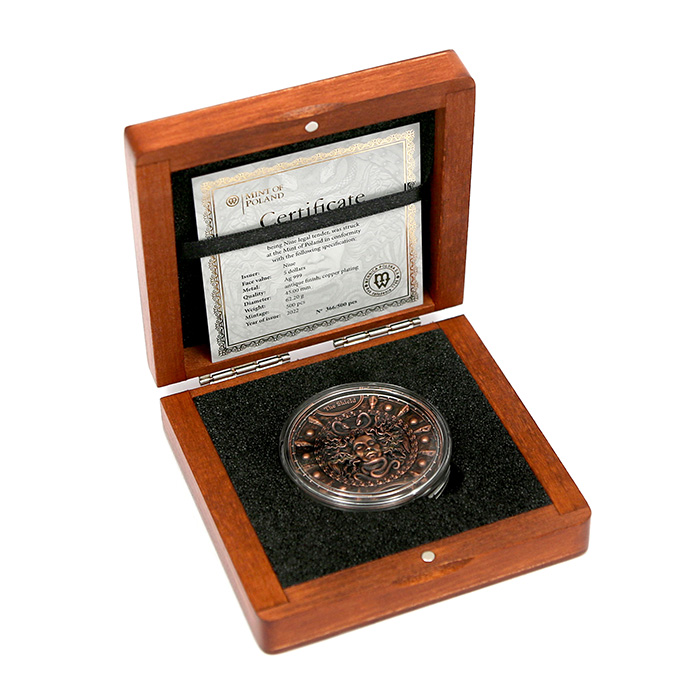 Stříbrná pokovená mince The Shield - Štít Athény 2 Oz 2022 Antique Standard
