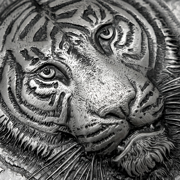 Strieborná minca 1 Kg Tiger - Big Five Asia High Relief 2022 Antique Štandard