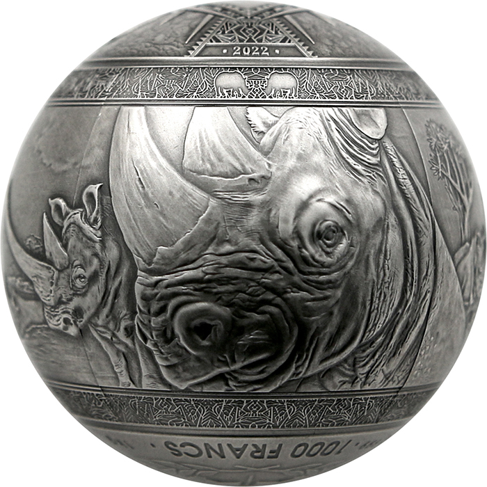 Strieborná minca 1 Kg Big Five - Nosorožec 2022 Antique Standard