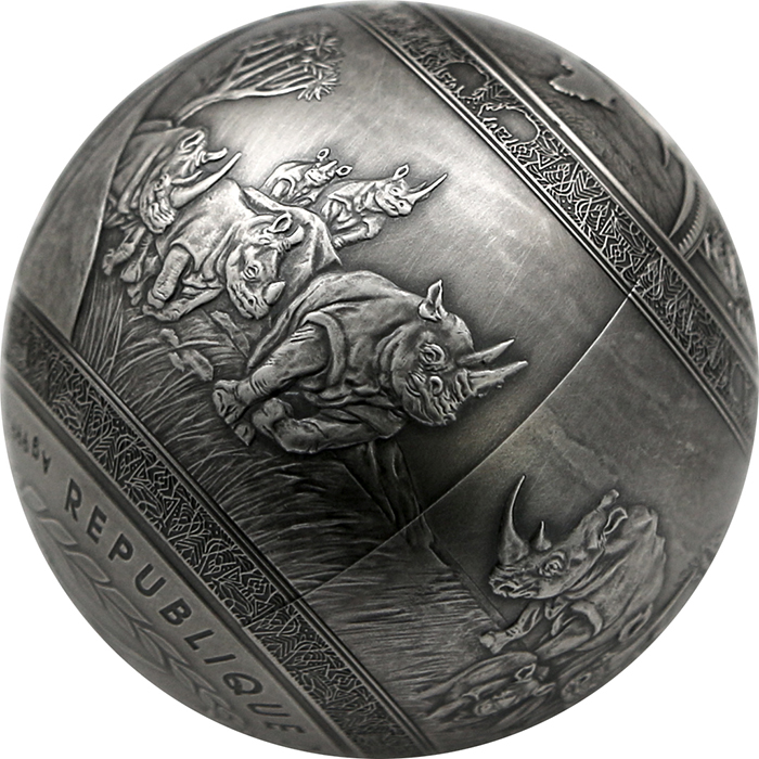 Stříbrná mince 1 Kg Big Five - Nosorožec 2022 Antique Standard