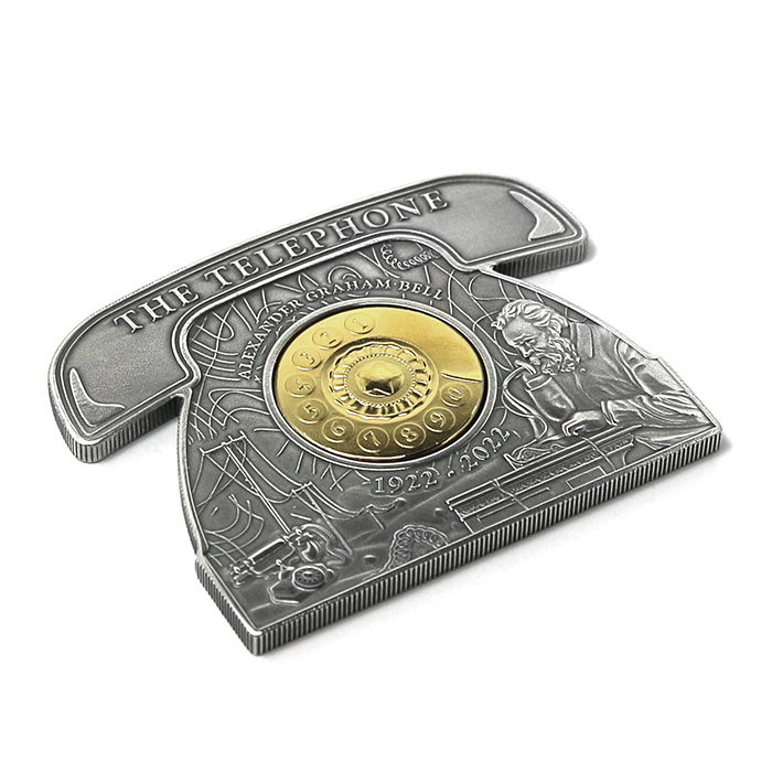Stříbrná mince 3 Oz Graham Bell - 100. výročí úmrtí 2022 Antique Standard