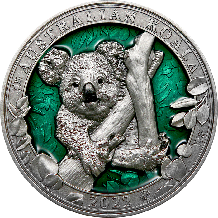 Stříbrná mince 3 Oz Barvy divočiny - Koala 2022 Antique Standard