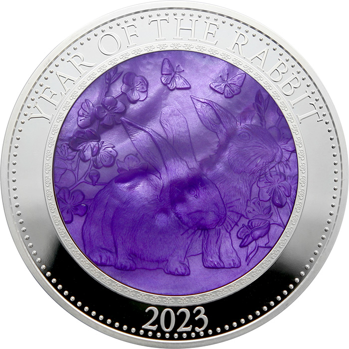 Stříbrná mince 5 Oz Year of the Rabbit - Rok Králíka 2023 Perleť Proof