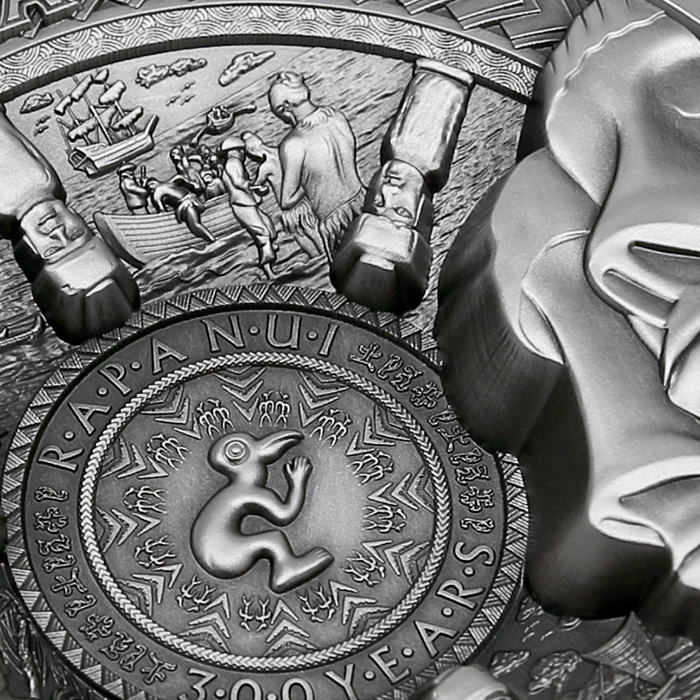 Strieborná minca 1 kg 300 rokov od objavenia Veľkonočného ostrova 2022 Antique Standard