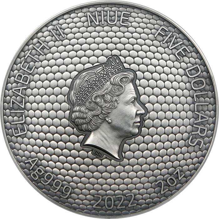 Stříbrná mince 2 Oz Makro hmyz - Kudlanka 2022 Antique Standard
