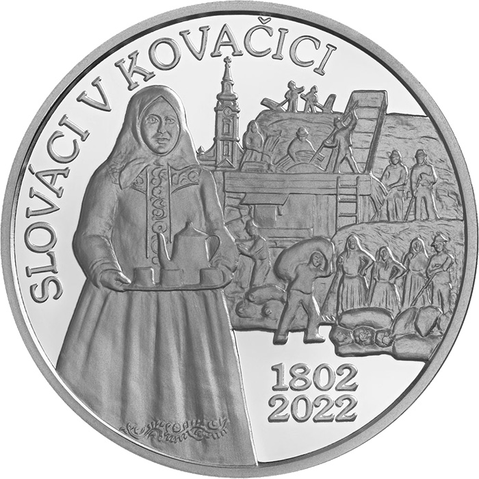 Strieborná minca Začiatok osídľovania Kovačice Slovákmi - 220. výročie 2022 Proof