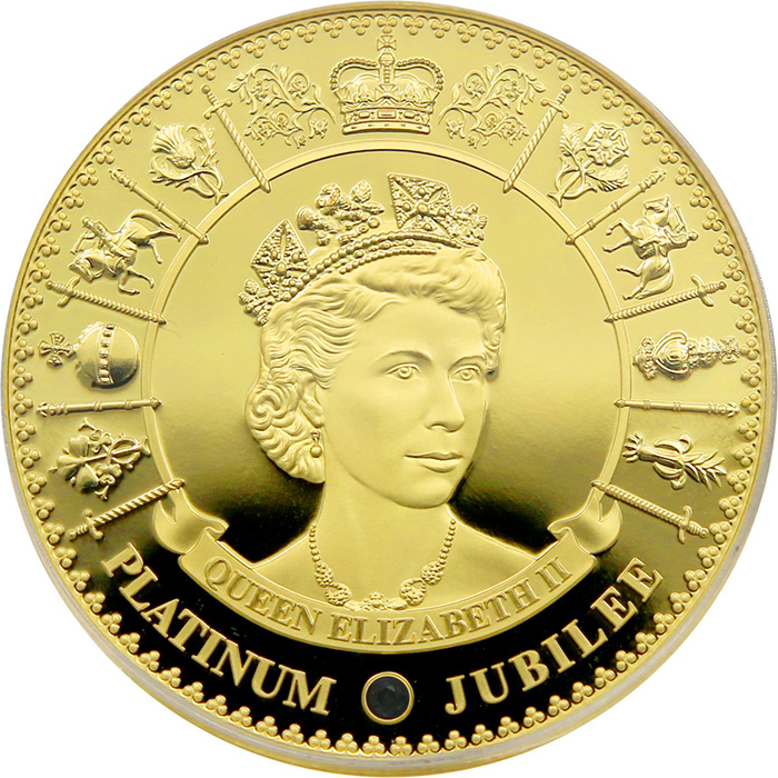 Přední strana Zlatá minca Platinové výročie Alžbety II. 1 Oz 2022 Proof