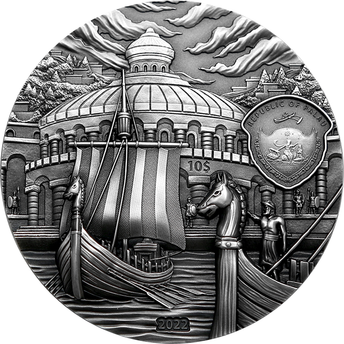 Stříbrná mince 2 Oz Ztracené civilizace - Fénicie a Kartágo Ultra high relief 2022 Antique Standard