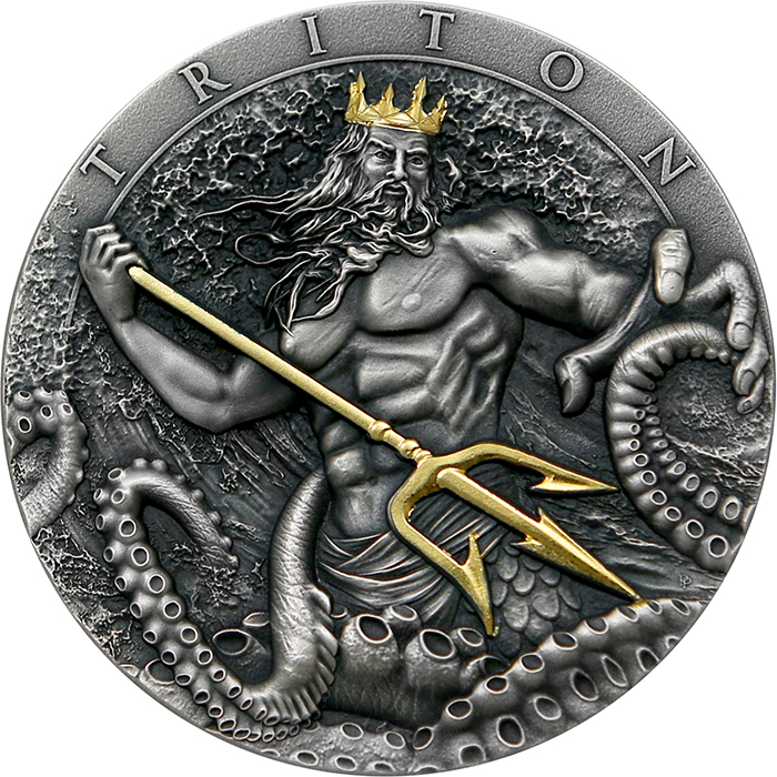 Stříbrná mince Triton 2 Oz High Relief 2022 Antique Standard
