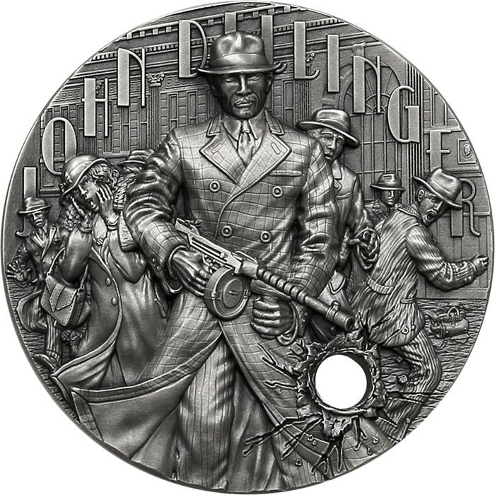 Stříbrná mince Gangsters - John Dillinger 2 Oz 2022 Antique Standard