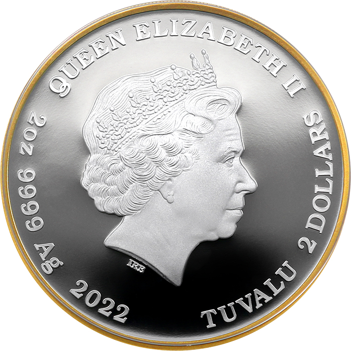 Stříbrná pozlacená mince 2 Oz Tutanchamon 2022 Proof