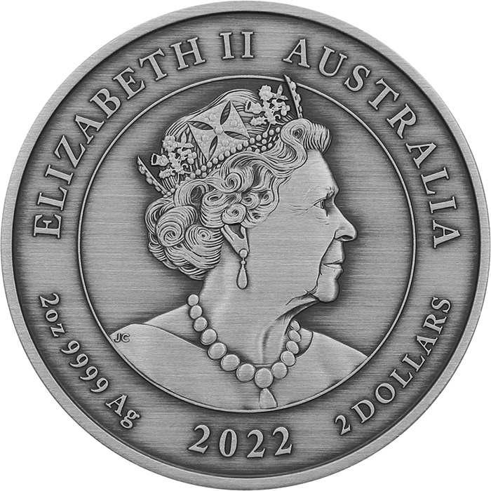 Strieborná minca 2 Oz Čierna labuť Maali 2022 Antique Standard