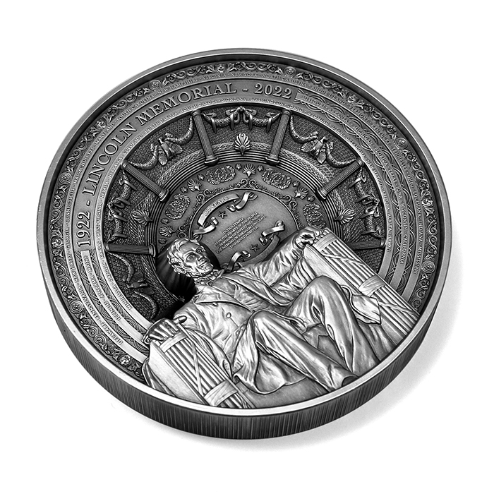 Strieborná minca 1 kg 100 rokov od realizácie Lincoln Memorial 2022 Antique Standard