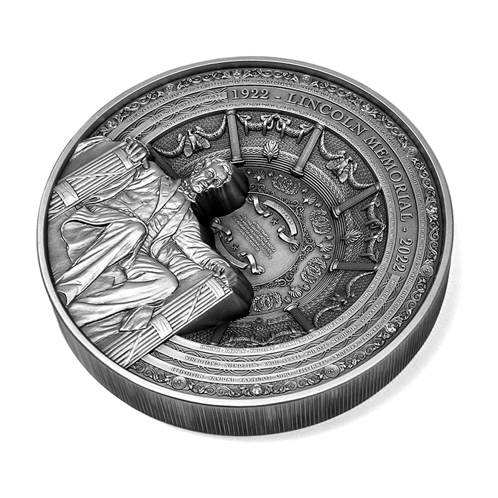 Stříbrná mince 1 kg 100 let od realizace Lincoln Memorial 2022 Antique Standard