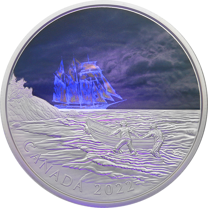 Strieborná minca 5 Oz Kanadská loď duchov 2022 Proof