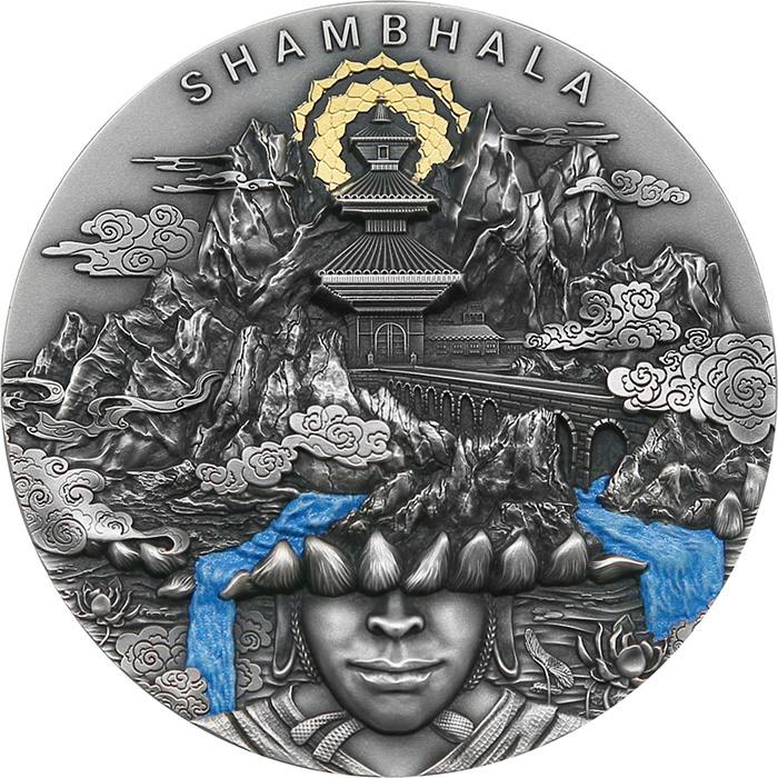 Přední strana Strieborná minca Shambhala 2 Oz 2022 Antique Standard