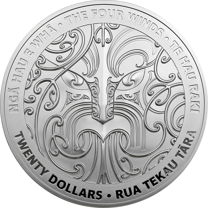 Přední strana Stříbrná mince 1 Kg Nga Hau e Wha - The Four Winds - North Wind 2022 Proof