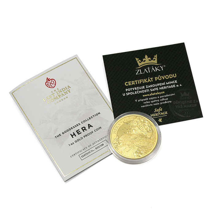 Zlatá minca Bohyne - Hera 1 Oz 2022 Proof