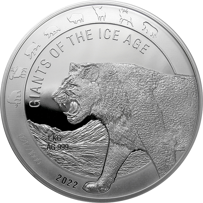Stříbrná investiční mince 1 Kg Obři doby ledové - Lev jeskynní 2022