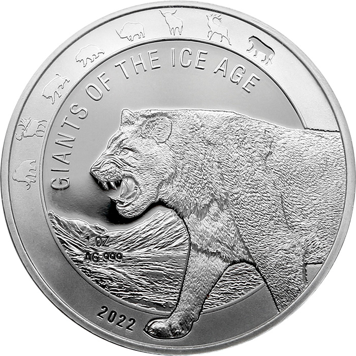 Stříbrná investiční mince Obři doby ledové - Lev jeskynní 1 Oz 2022
