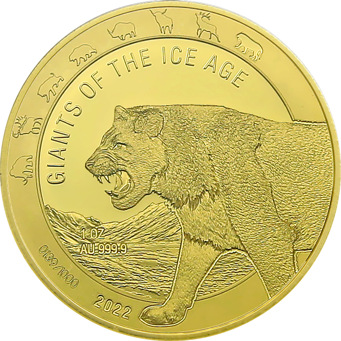 Zlatá investičná minca Obri doby ľadovej - Lev jaskynný 1 Oz 2022