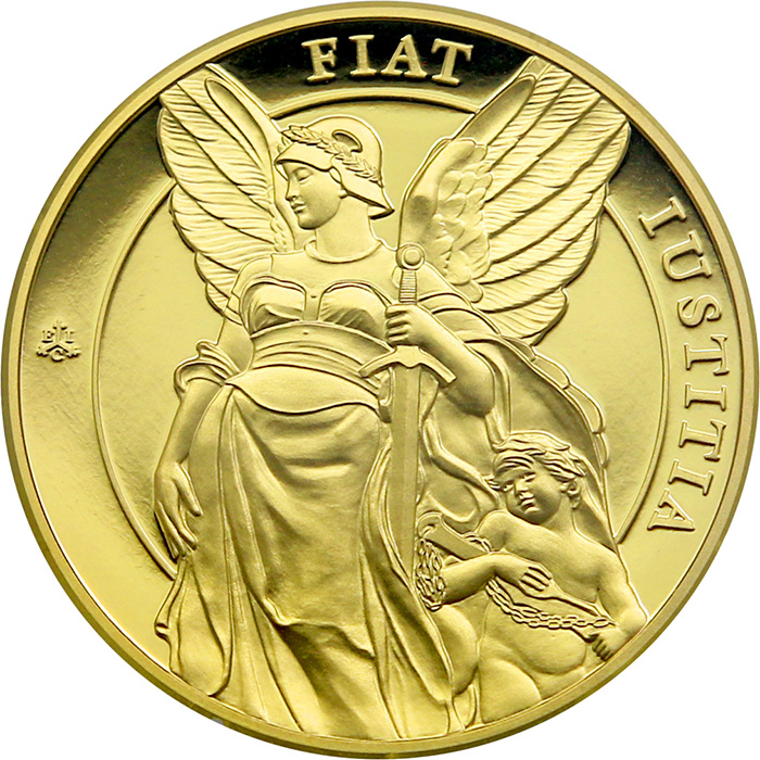 Zlatá mince Ctnosti královny - Spravedlnost 1 Oz 2022 Proof